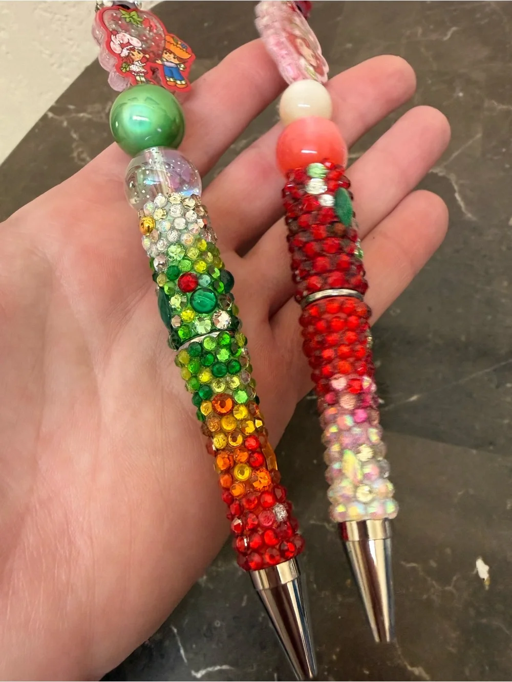 Strawberry Shortcake and Friends Colorful Rhinestone Beaded Pen Set Handmade